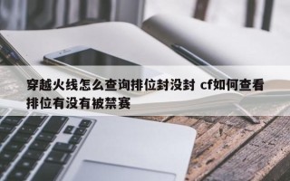 穿越火线怎么查询排位封没封 cf如何查看排位有没有被禁赛