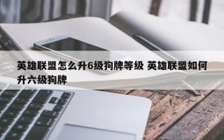 英雄联盟怎么升6级狗牌等级 英雄联盟如何升六级狗牌