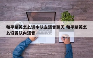 和平精英怎么调小队友语音聊天 和平精英怎么设置队内语音