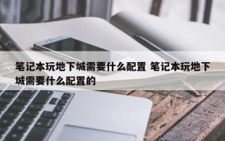 笔记本玩地下城需要什么配置 笔记本玩地下城需要什么配置的