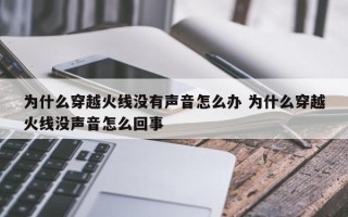 为什么穿越火线没有声音怎么办 为什么穿越火线没声音怎么回事