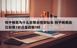 和平精英为什么白银会排到钻石 和平精英段位白银1好还是白银5好