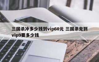 三国杀冲多少钱到vip60元 三国杀充到vip9要多少钱