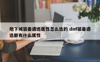 地下城装备遴选属性怎么选的 dnf装备遴选都有什么属性