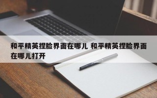 和平精英捏脸界面在哪儿 和平精英捏脸界面在哪儿打开