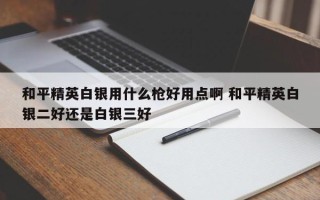 和平精英白银用什么枪好用点啊 和平精英白银二好还是白银三好