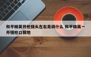 和平精英开枪镜头左右晃调什么 和平精英一开镜枪口朝地