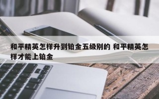 和平精英怎样升到铂金五级别的 和平精英怎样才能上铂金